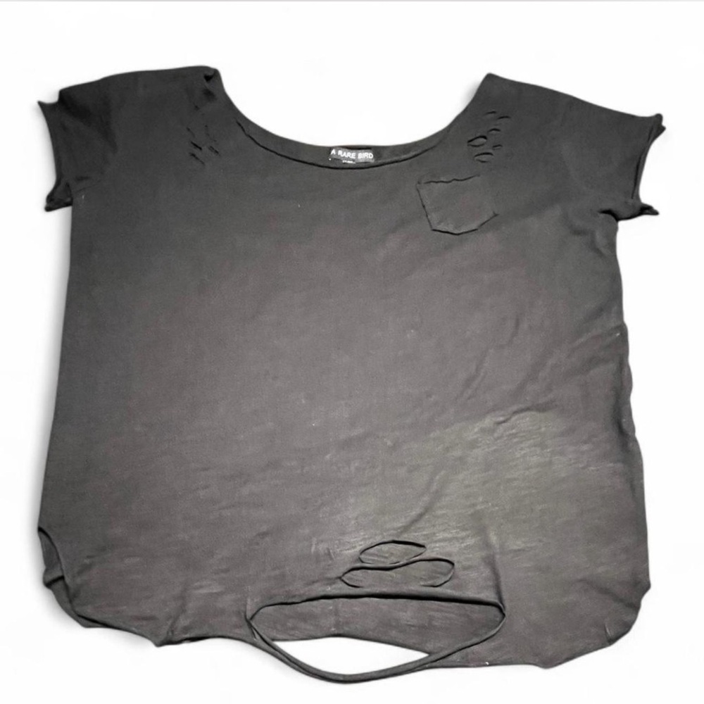 A. Byer Black Distressed Short Sleeve Tee